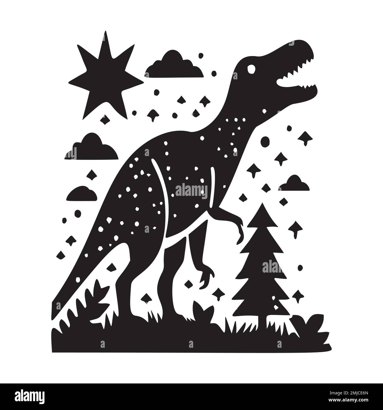 Süßes Dinosaurier-Vektormotiv für Kinder. Handgezeichnete kindliche Paleo-Reptilien-Illustration für skurrile Kunst. Stock Vektor