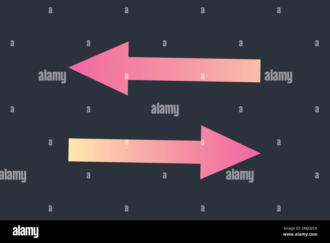 Pfeil-Aufkleber, zwei-Wege-Verkehrsstraße Richtungsschild in rosa holographischen Design-Vektor Stock Vektor