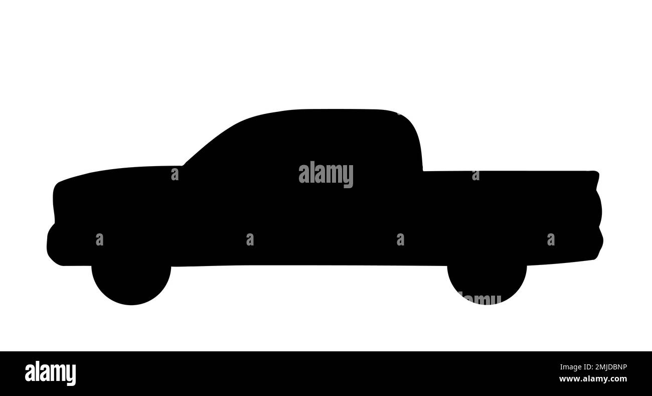 Generische Silhouette für Pickup-Lkw. Schwarzer isolierter Silhouettenvektor des Fahrzeugs. Stock Vektor