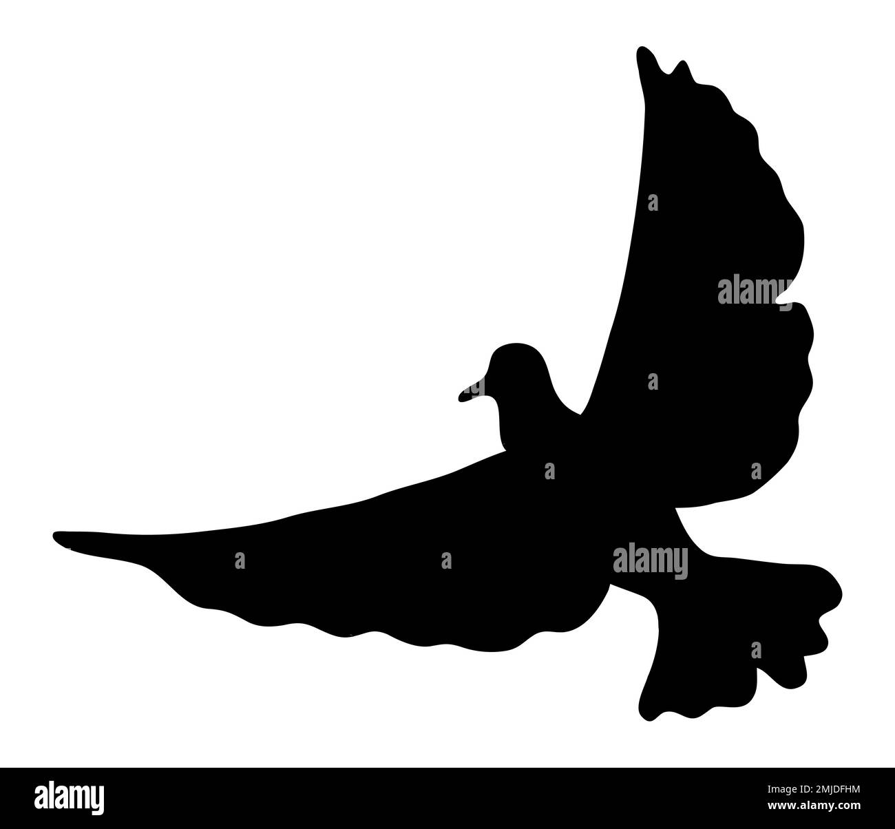 Taubenfliegende Zugtauben, Cartoon-Vektordarstellung. Schwarze Silhouette mit Vogeltaube Stock Vektor