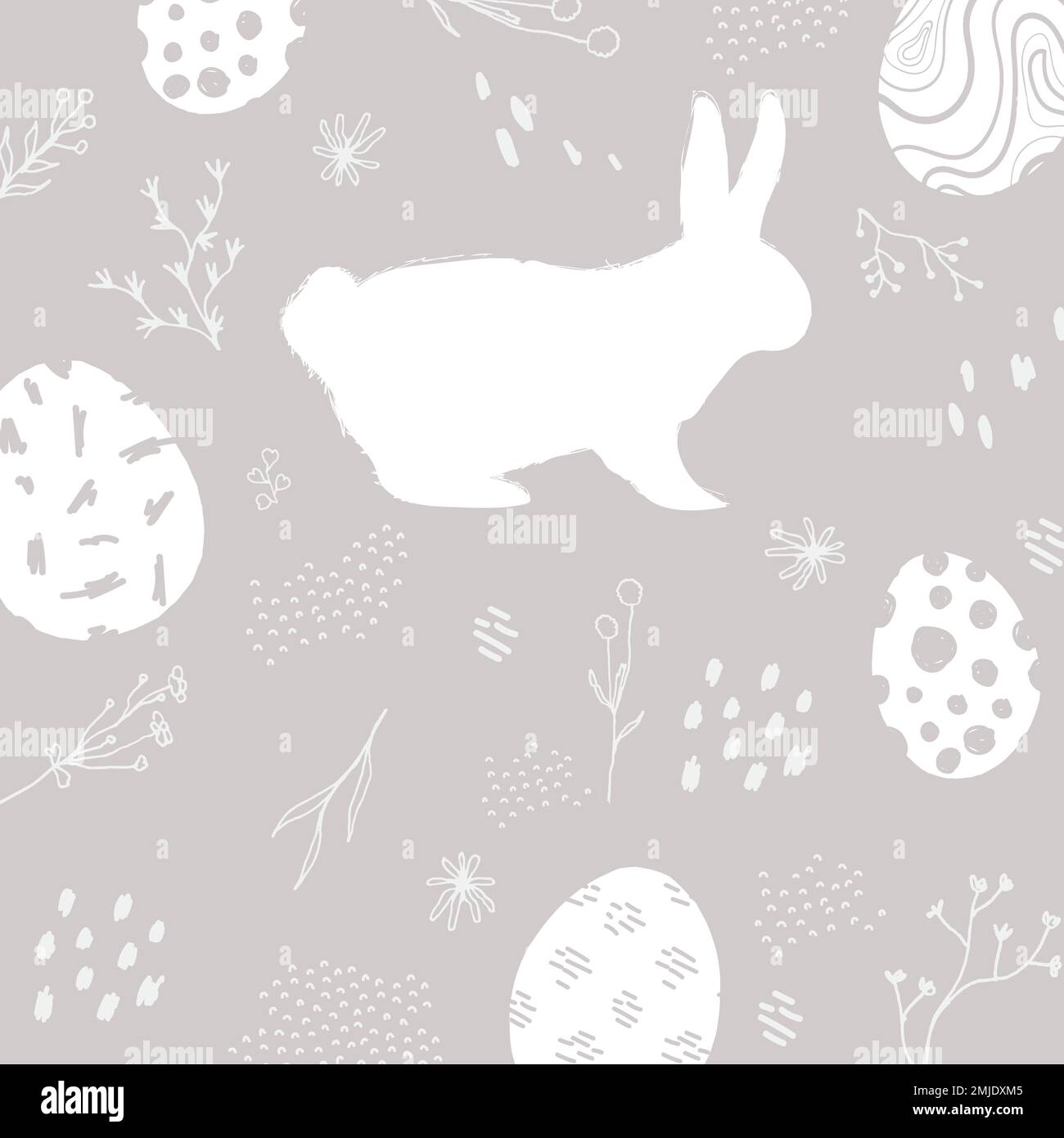 Neutralgrauer Hintergrund-Vektor mit Ostermuster Stock Vektor