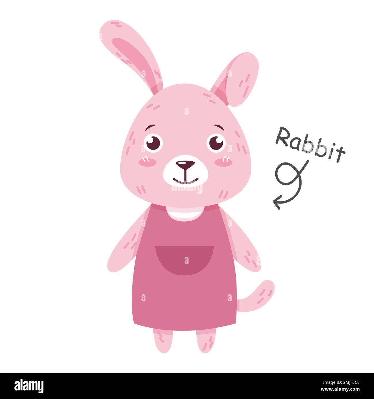 Kaninchen-Zeichentrickfiguren mit Kleidung. Vector . Stock Vektor