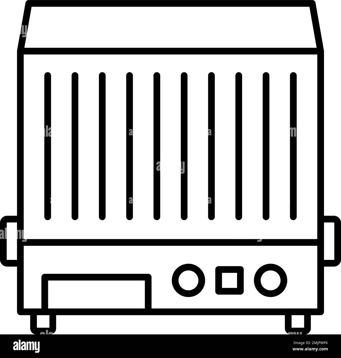 Vektorsymbol für Grill, Bügeleisen und Küche auf transparentem Hintergrund. Gliederungsgitter, Eisen, Küchenvektorsymbol Stock Vektor
