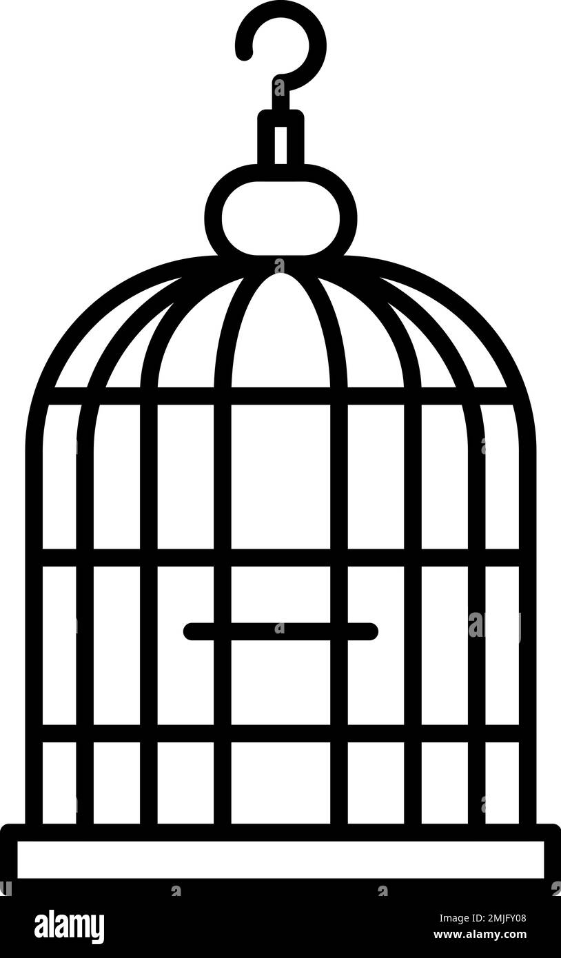 Vektorsymbol für Käfig, Haustier, Geschäft auf transparentem Hintergrund. Gliederungskäfig, Haustier, Vektorsymbol anzeigen Stock Vektor