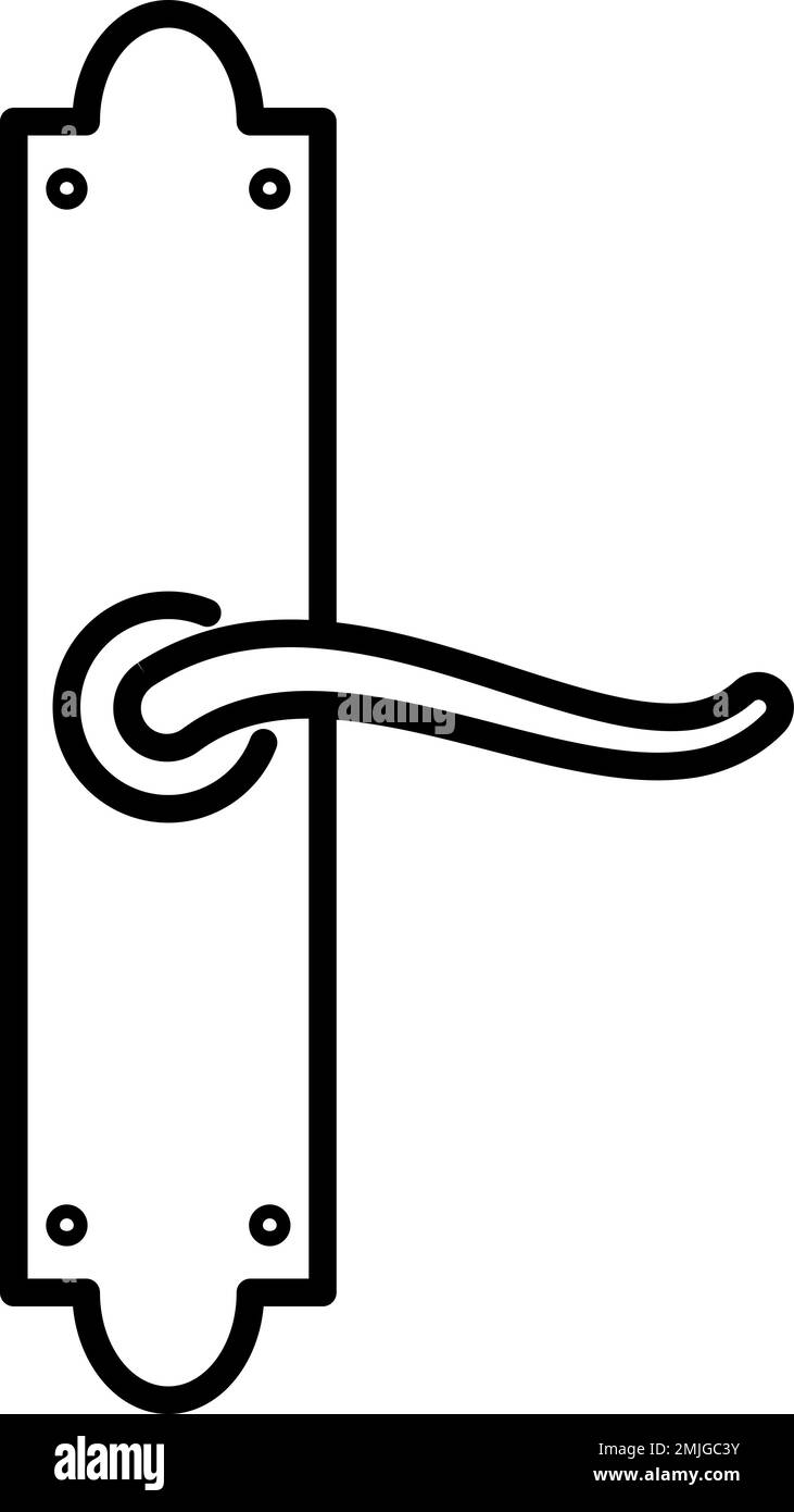 Vektorsymbol für Tür, Griff, Knopf auf transparentem Hintergrund. Vektorsymbol für Umrissklappe, Griff, Knopf Stock Vektor
