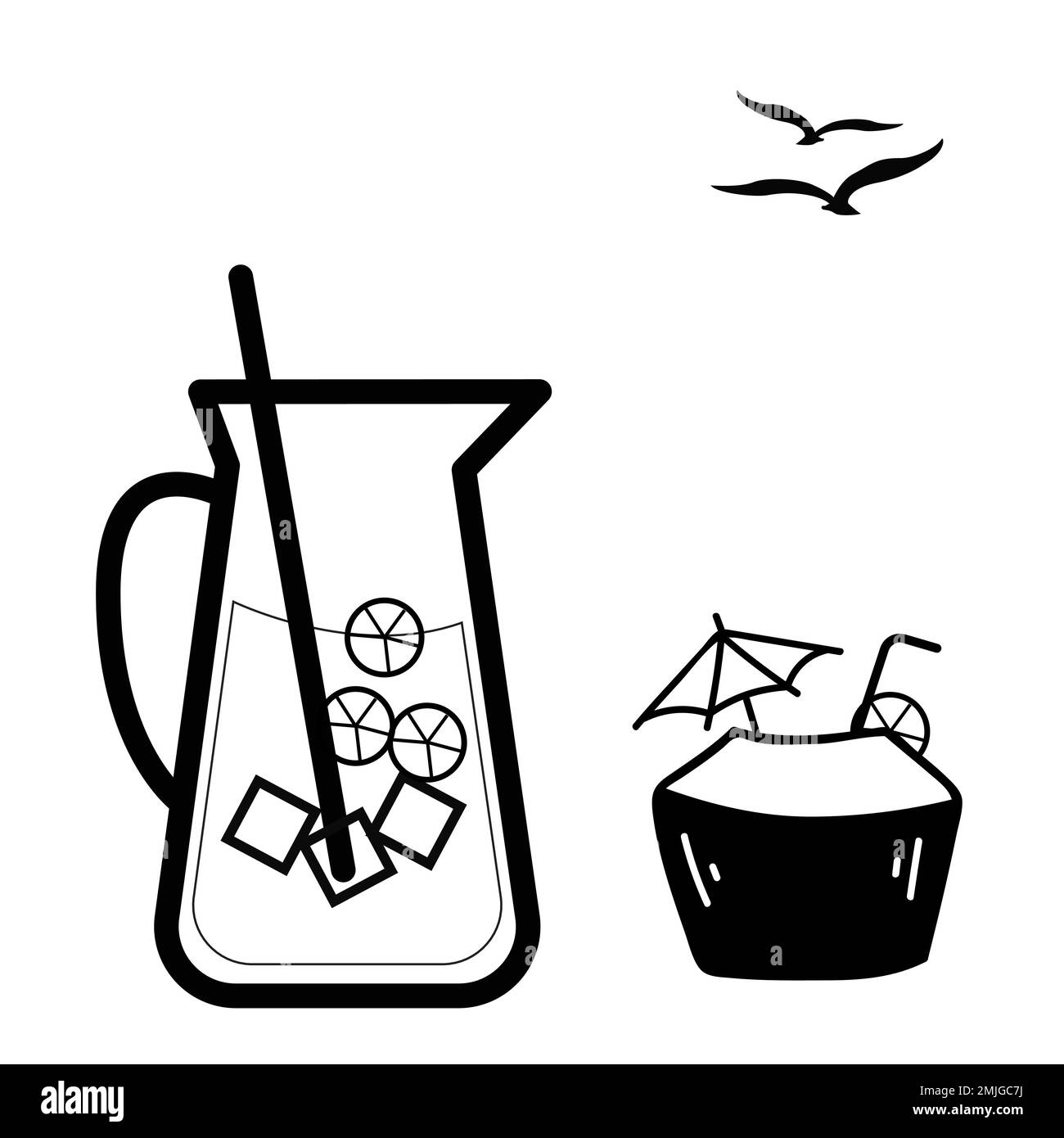 Die Symbole der Linien Sommer und Tourismus legen die Vektordarstellung fest. Strand, Meer, Reisepass, Sand, Reisen, Drachen, Umbrela, Sommer, Vibes, Heiße Sonne, eps 10 Stock Vektor