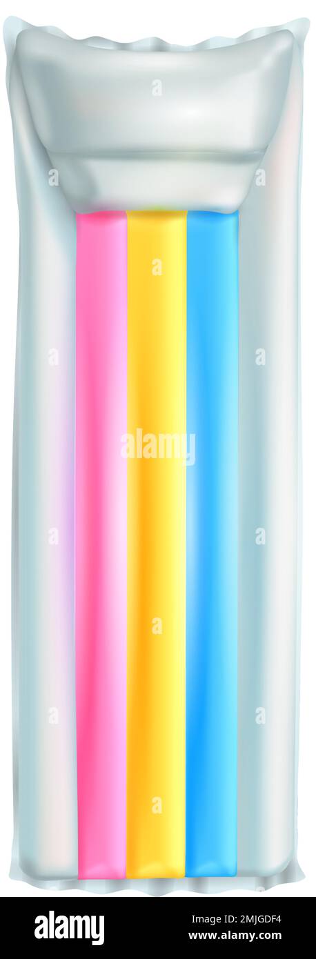 Aufblasbare Matratze. Realistische Gummimatte am Pool auf weißem Hintergrund isoliert Stock Vektor