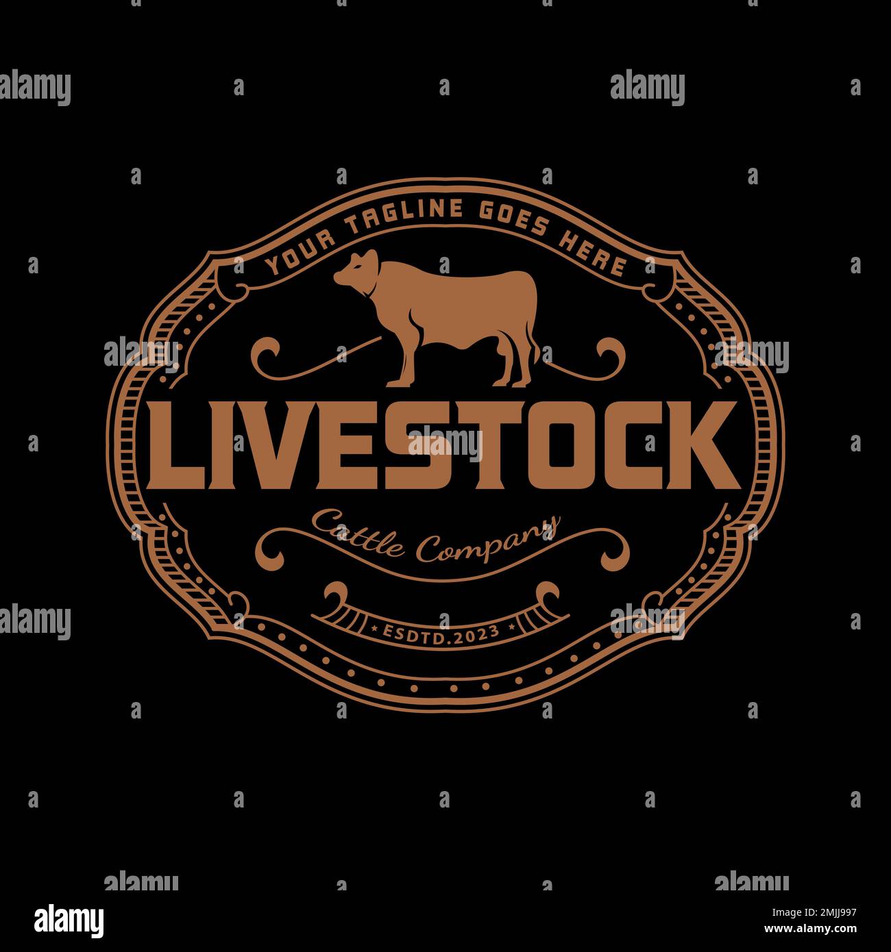 Retro-Vintage-Illustration von Angus Beef Emblem Rind Logo Label, Typografie Vektor Design Stempel Stock Vektor