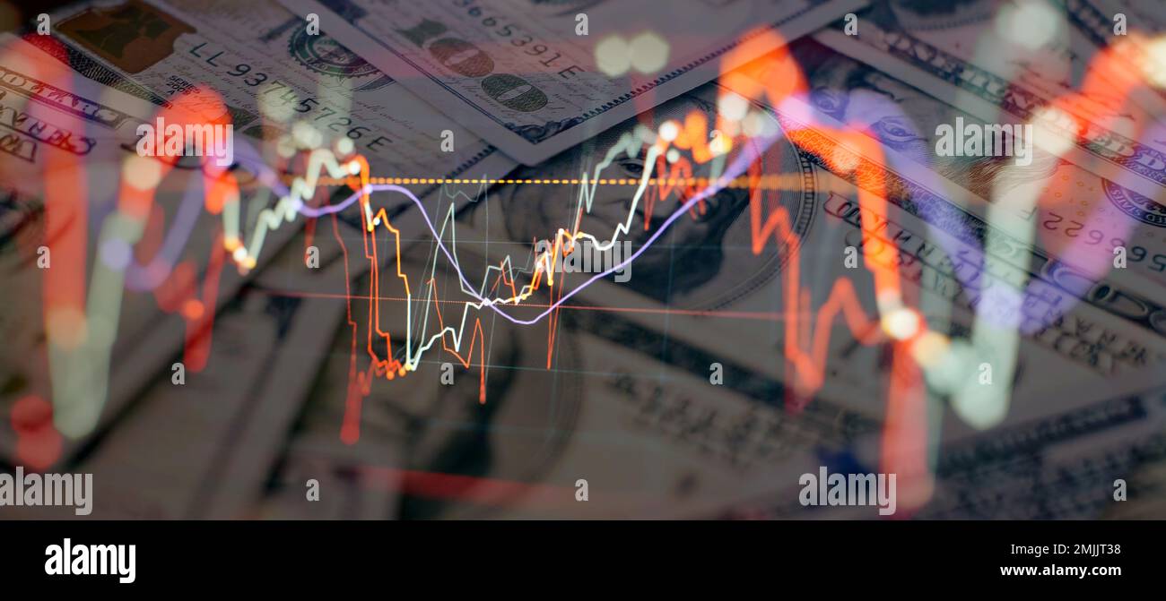 Hintergrund des Geschäftsdiagramms. Grafik der Finanzaktienmärkte zu Technologie Stockfoto