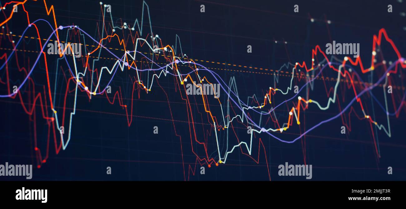 Hintergrund des Geschäftsdiagramms. Grafik der Finanzaktienmärkte zu Technologie Stockfoto