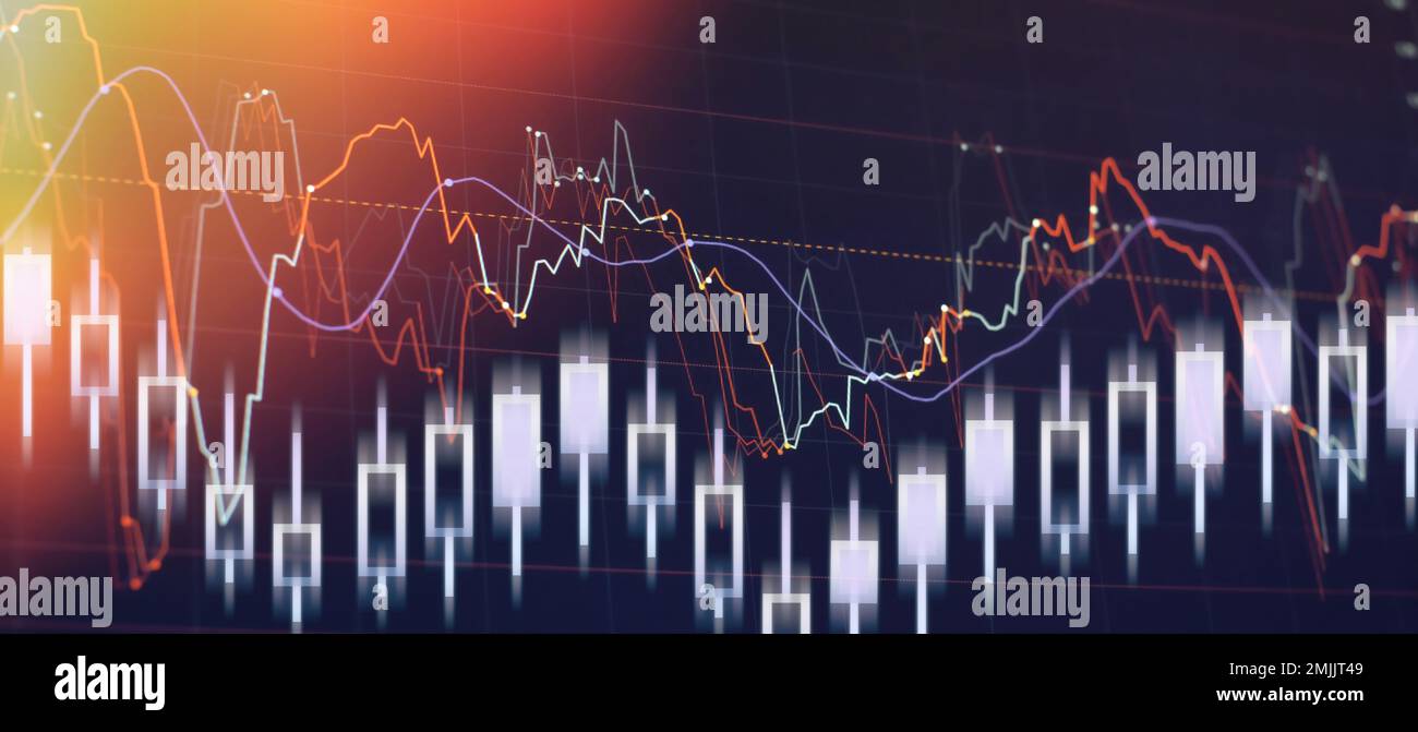 Hintergrund des Geschäftsdiagramms. Grafik der Finanzaktienmärkte zu Technologie Stockfoto