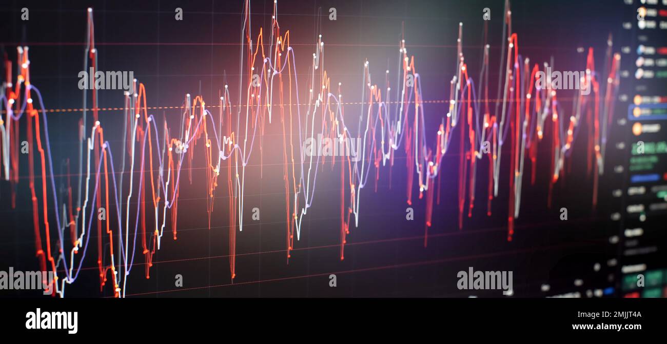 Hintergrund des Geschäftsdiagramms. Grafik der Finanzaktienmärkte zu Technologie Stockfoto