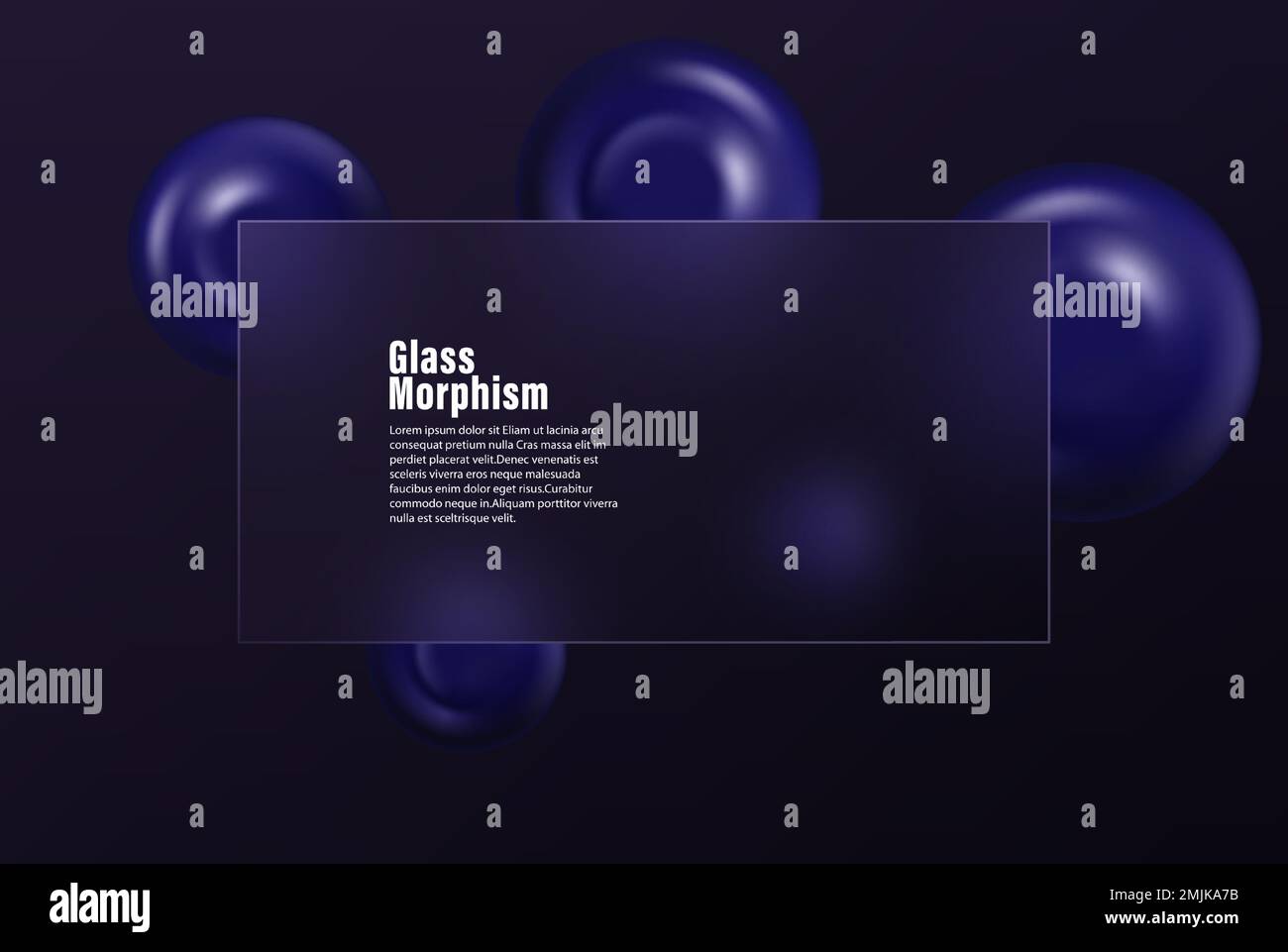 Glasmorphismuskonzept mit 3D geometrischen Formen. Milchglas-Effekt. Abbildung auf unscharfem Hintergrund des Gradientenvektors. Stock Vektor