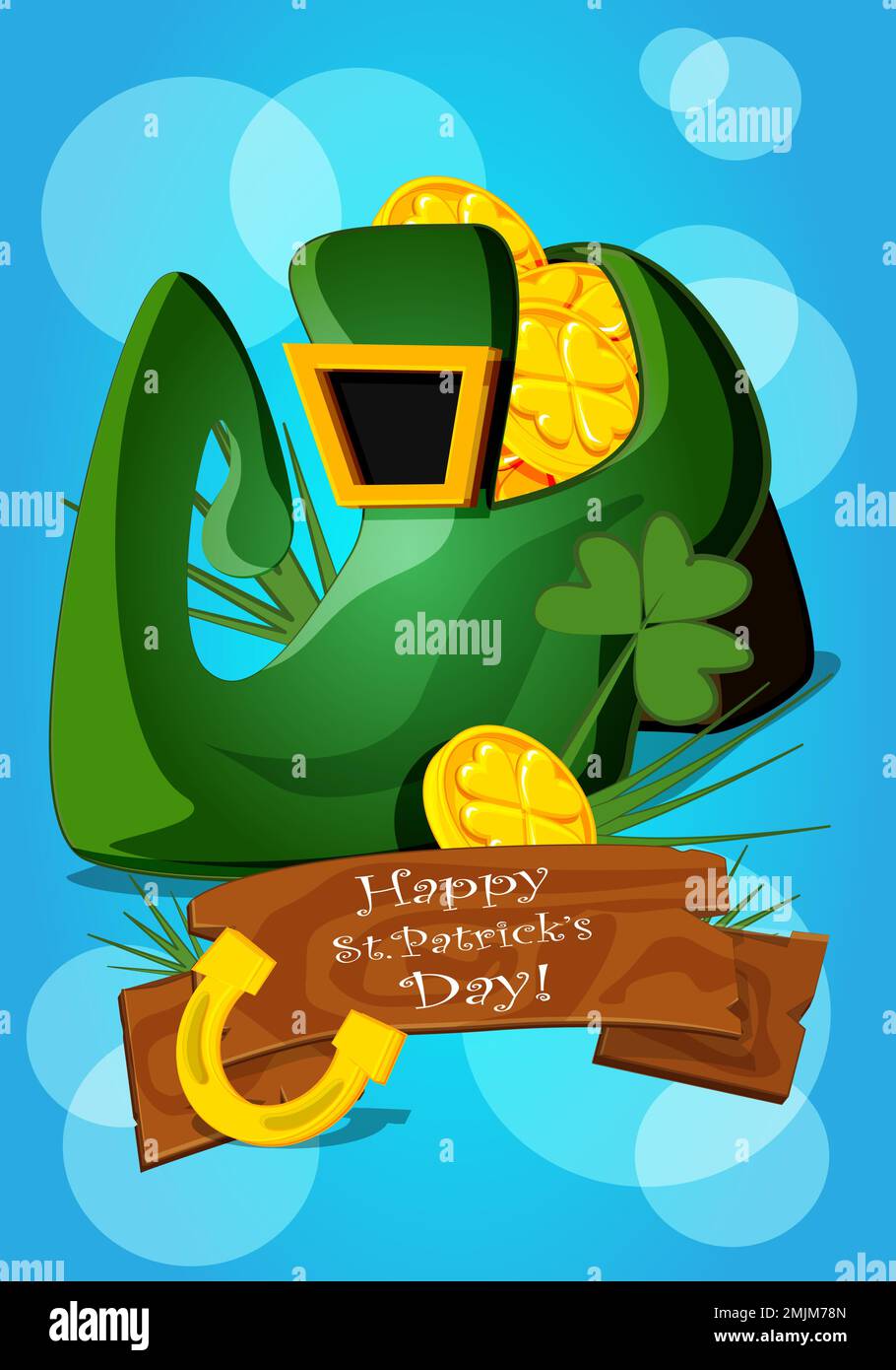 Süße, goldene Stiefel mit Füllung für den St. patricks Day Stock Vektor