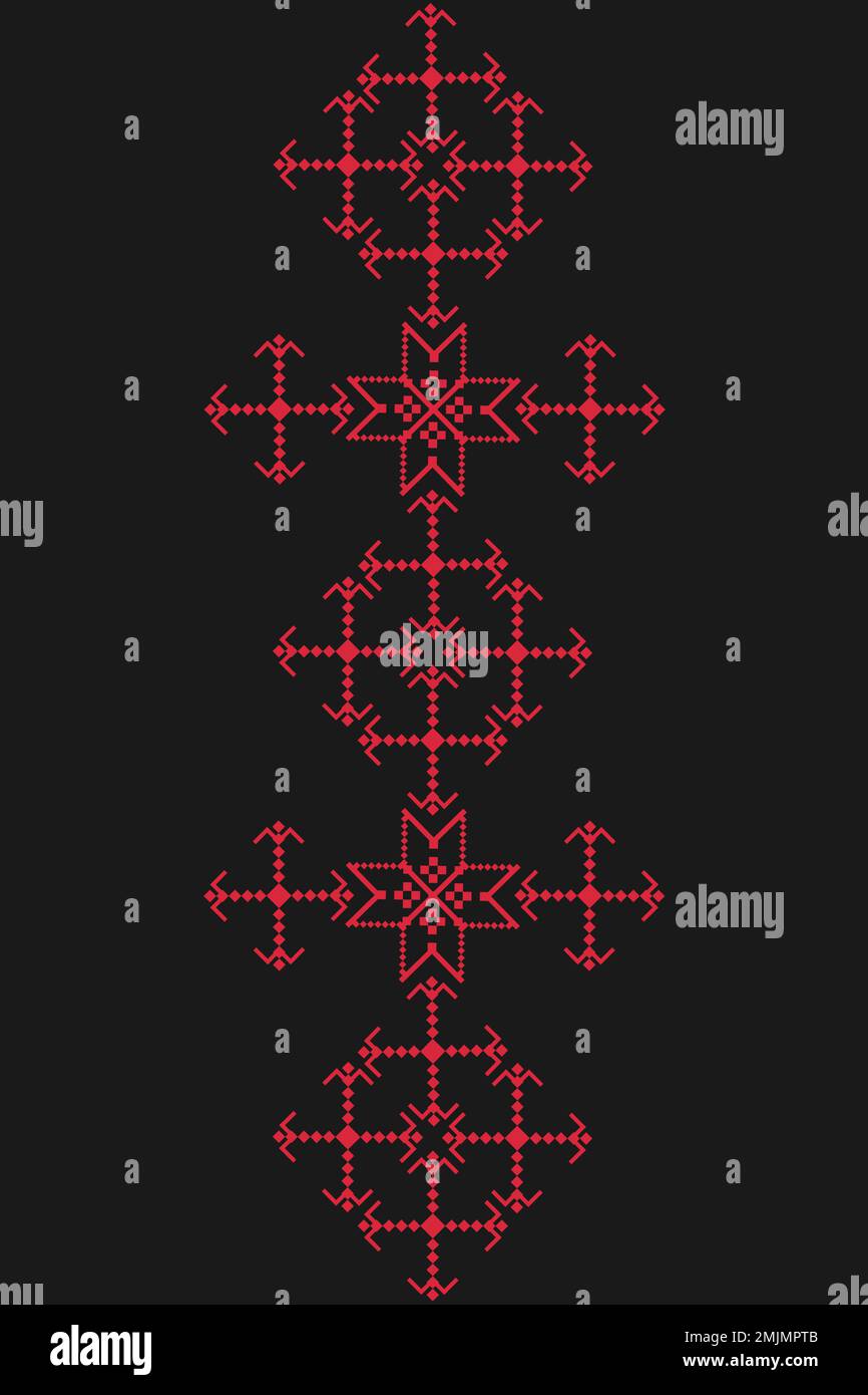 Farbige geometrische Figuren ethnischer Stickereien. Ukrainisches Muster. Ethnische Ornamente. Kreuzstich. Vektordarstellung. Stock Vektor