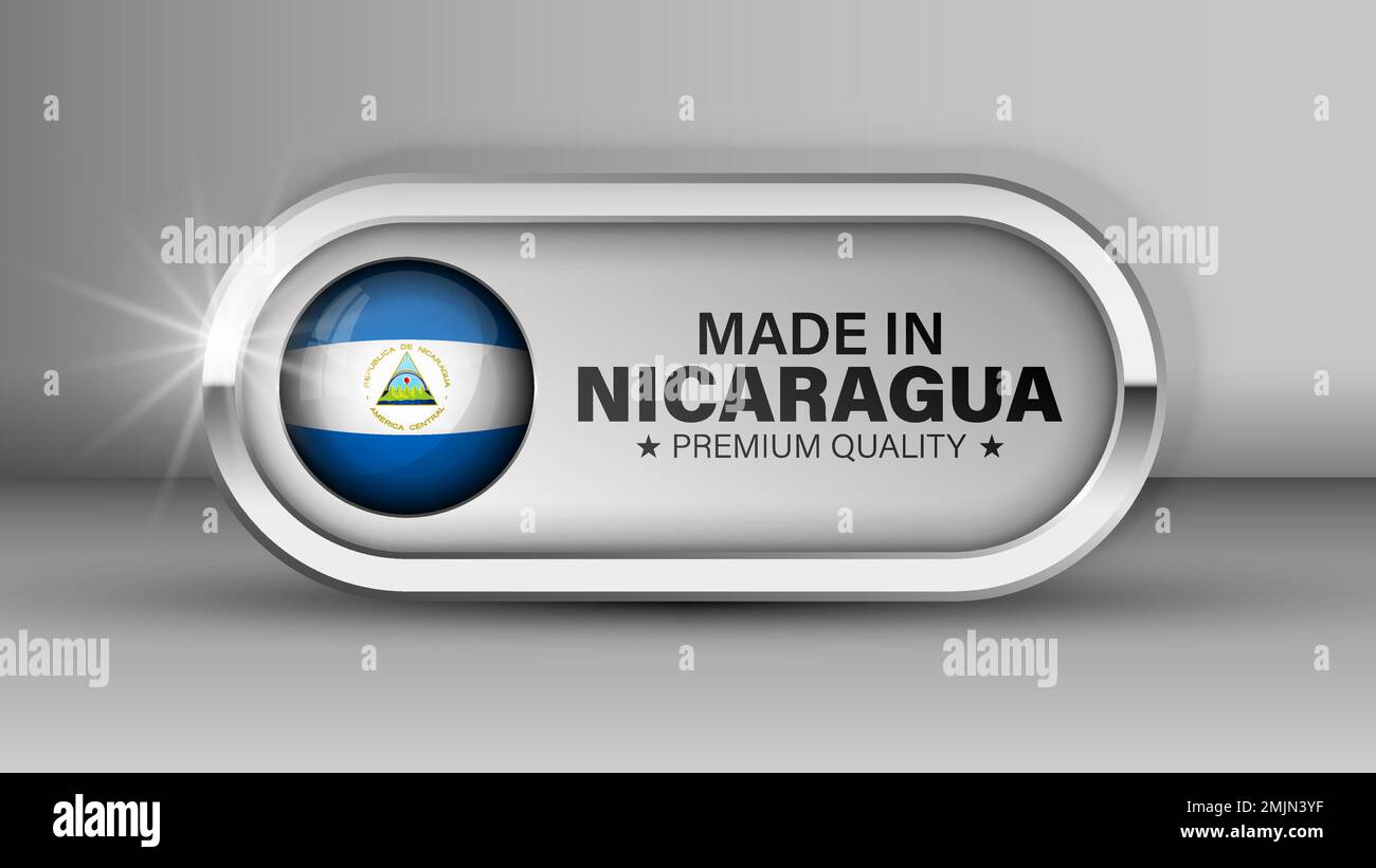 Hergestellt in Nicaragua Grafik und Label. Element der Wirkung für die Verwendung, die Sie daraus machen möchten. Stock Vektor