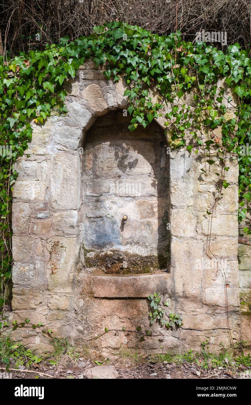 Brunnen von l'Escolà, XX. Jahrhundert, Mura, Katalonien, Spanien Stockfoto