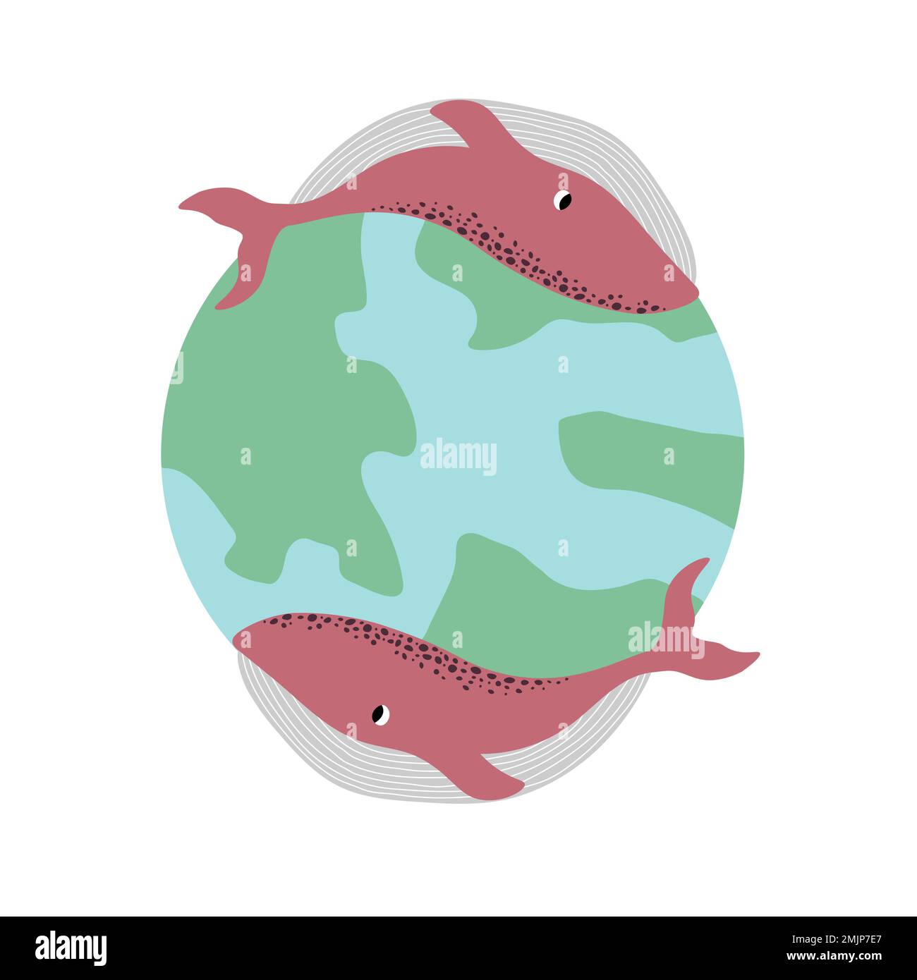 Vektor Ozean Illustration mit Wal, Erde. Unterwasser Meerestiere. Ökologie Design für Banner, Flyer, Postkarte, Website Design, T-Shirt, Poster Stock Vektor