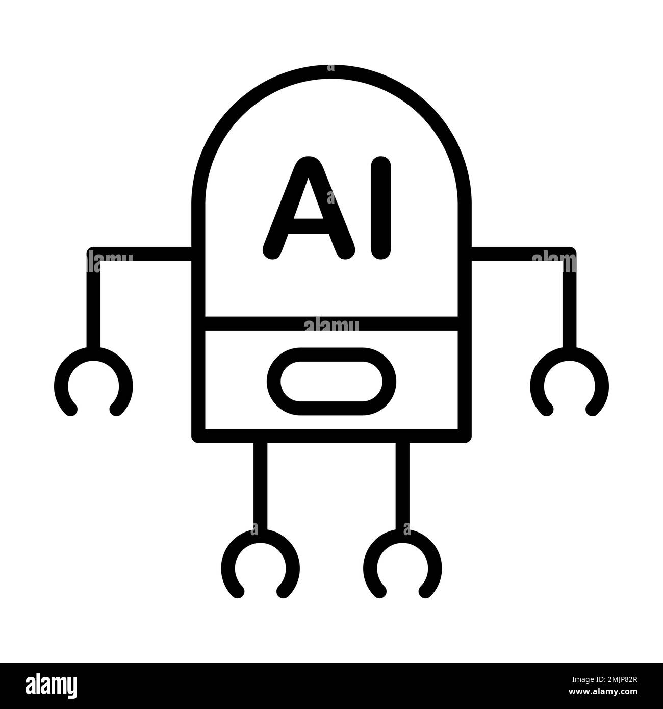 Künstliche Intelligenz KI Roboter Vektorsymbol Symbol für Grafikdesign, Logo, Website, soziale Medien, mobile App, Darstellung der Benutzeroberfläche Stock Vektor