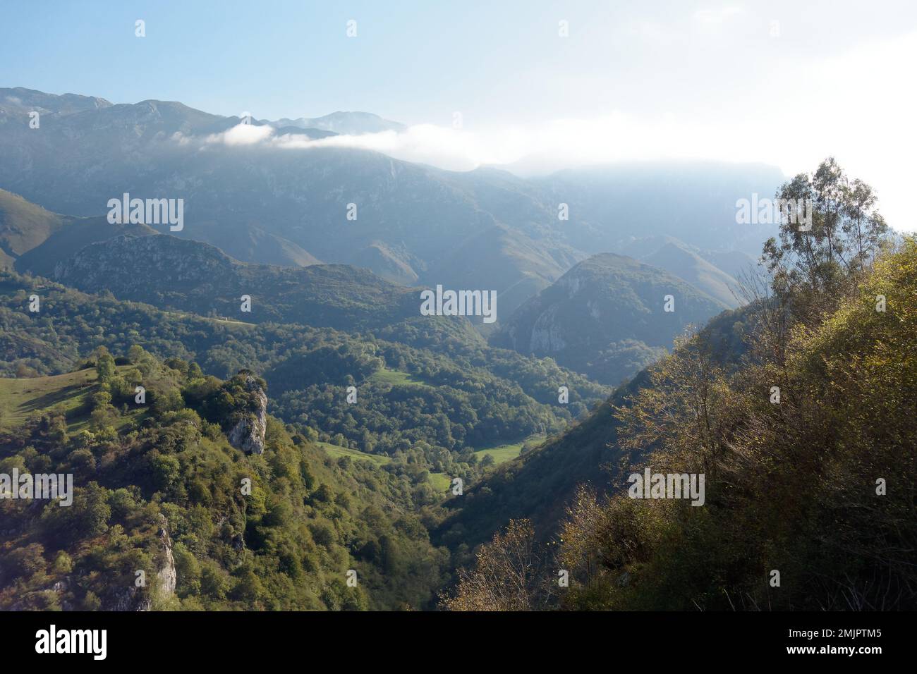 Asturien und Kantabrien sind bekannt für ihre Strände, aber der Zauber liegt in den Bergen des Picos de Europa Stockfoto