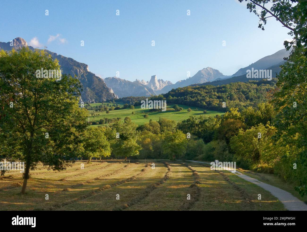 Asturien und Kantabrien sind bekannt für ihre Strände, aber der Zauber liegt in den Bergen des Picos de Europa Stockfoto