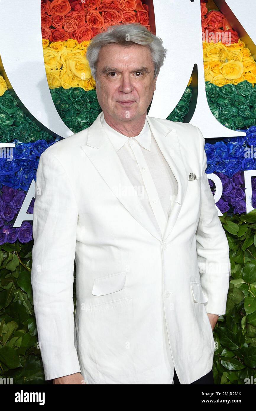 David Byrne arrives at the 73rd annual Tony Awards at Radio City Music Hall on Sunday, June 9, 2019, in New York. (Photo by Evan Agostini/Invision/AP) Stockfoto