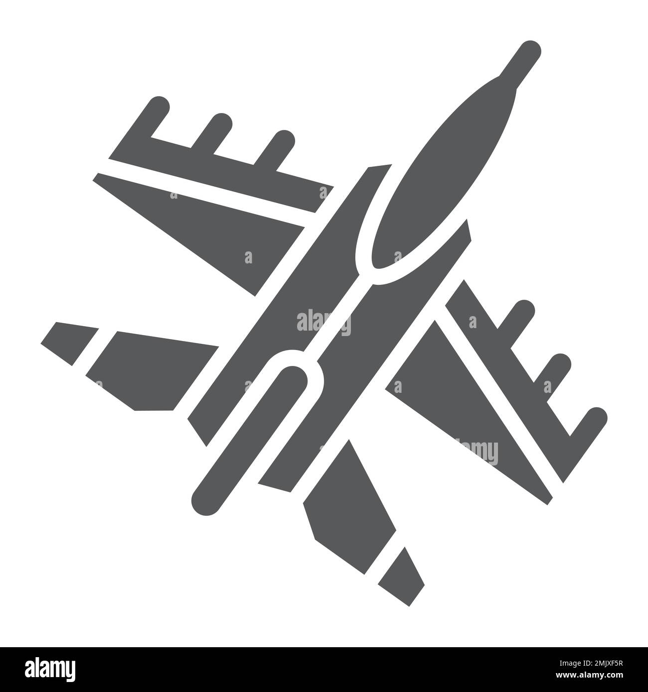 Jet-Fighter-Glyphe-Symbol, Luft und Armee, Flugzeugschild, Vektorgrafiken, ein durchgehendes Muster auf weißem Hintergrund, 10. Stock Vektor