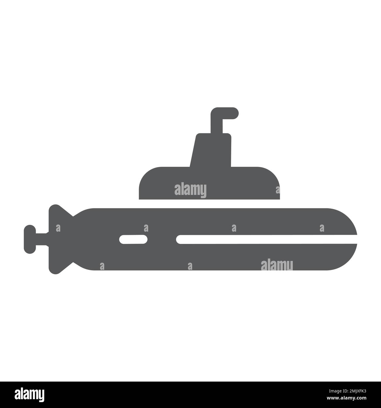U-Boot-Glyphe-Symbol, Ozean und Marine, Bootszeichen, Vektorgrafiken, ein durchgehendes Muster auf weißem Hintergrund, 10. Stock Vektor
