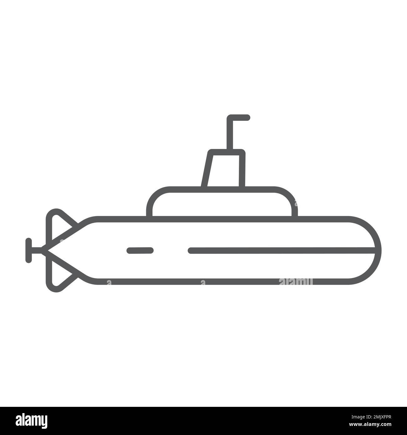 Submarine dünne Linie Symbol, Ozean und Marine, Bootszeichen, Vektorgrafiken, ein lineares Muster auf weißem Hintergrund, eps 10. Stock Vektor