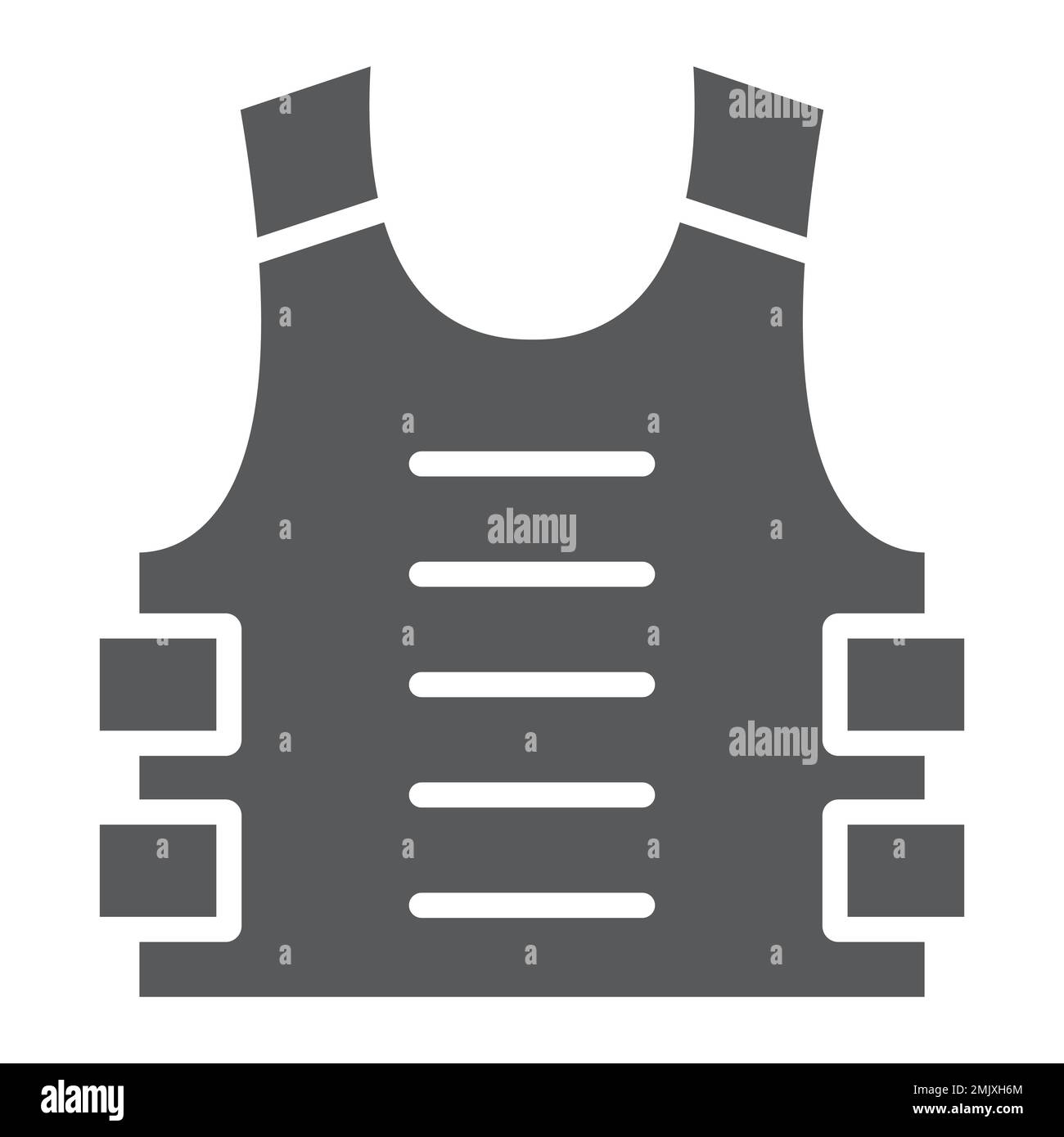 Kugelsichere Weste, Glyphe-Symbol, Verteidigung und Armee, Uniform-Schild, Vektorgrafiken, ein durchgehendes Muster auf weißem Hintergrund, Stufe 10. Stock Vektor