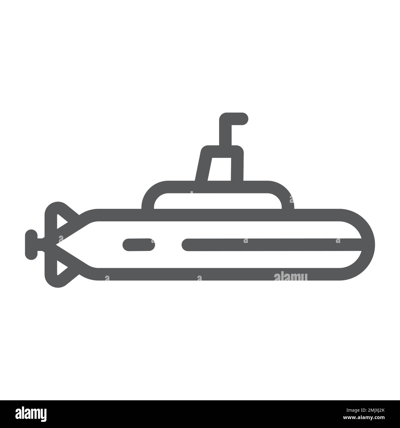U-Boot-Liniensymbol, Ozean und Marine, Bootszeichen, Vektorgrafiken, ein lineares Muster auf weißem Hintergrund, eps 10. Stock Vektor