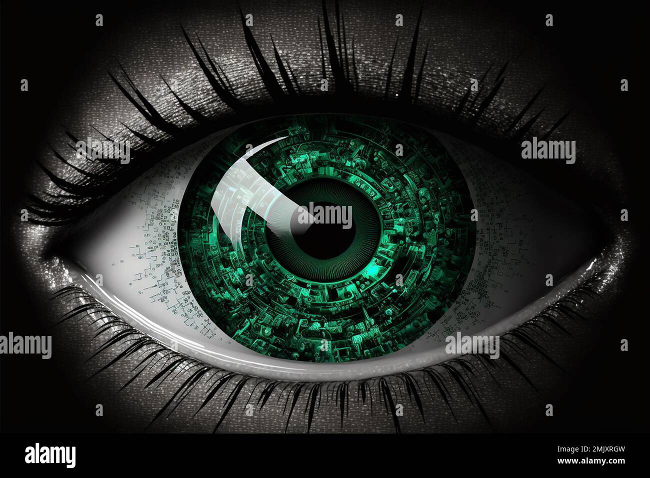 Digitales Auge in grünen Tönen Stockfoto