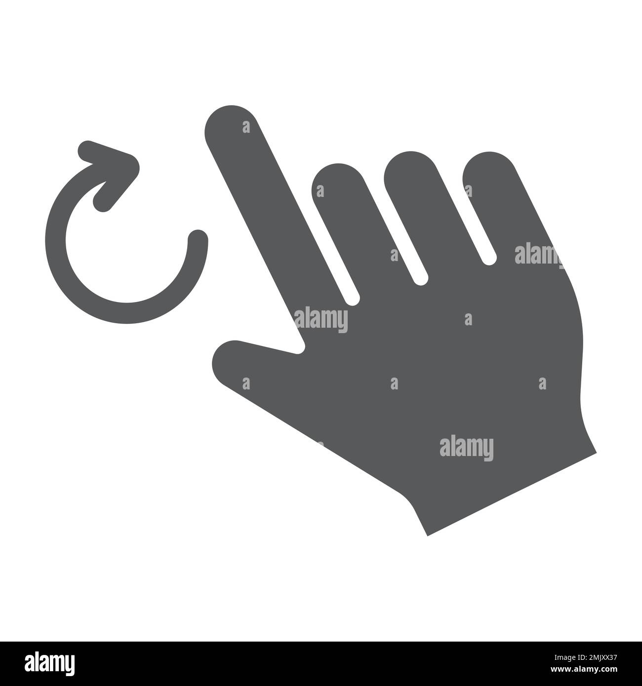 Zwei Finger drehen das Symbol der Glyphe, Geste und Hand, Drehzeichen, Vektorgrafiken, ein ausgefülltes Muster auf weißem Hintergrund, eps 10. Stock Vektor