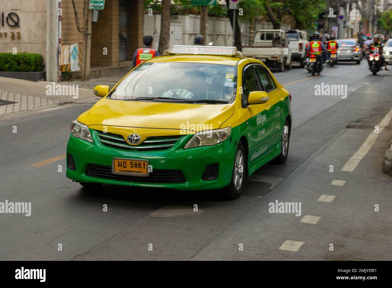 Ein Toyota Avensis, Thai Taxi in Bangkok Stockfoto