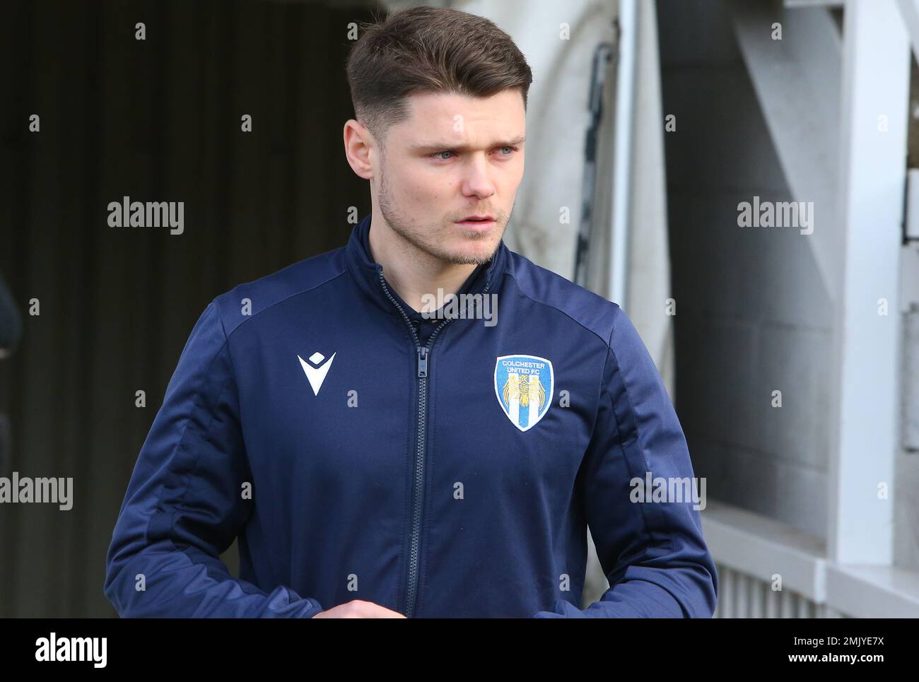 Während des Spiels der Sky Bet League 2 zwischen Hartlepool United und Colchester United im Victoria Park, Hartlepool, am Samstag, den 28. Januar 2023. (Kredit: Michael Driver | MI News) Stockfoto