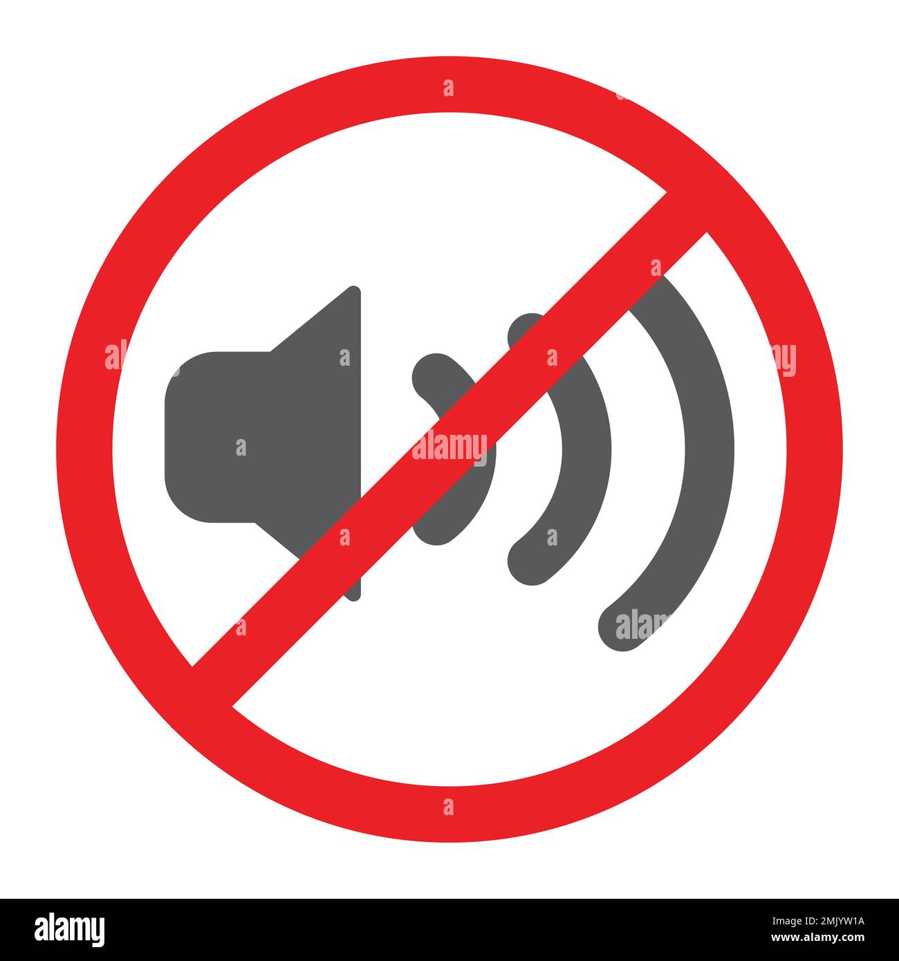 Symbol für „Keine Tonglyphe“, „Verboten und Stille“, „kein Rauschen“, Vektorgrafiken, ein durchgehendes Muster auf weißem Hintergrund, eps 10. Stock Vektor