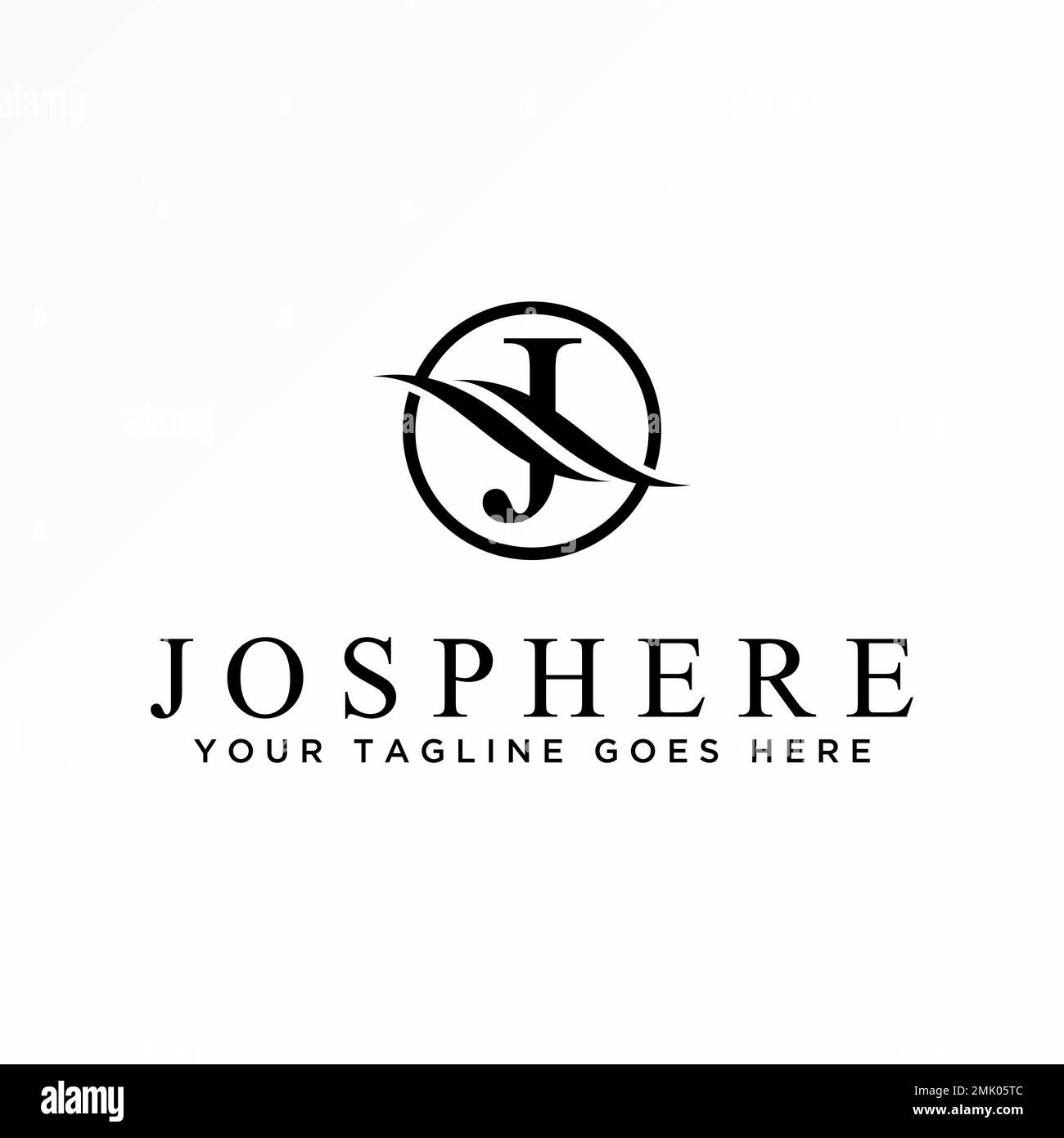 Eindeutiger Buchstabe J Serifenschriftart im Kreis mit Kurvenbild Grafiksymbol Logo-Design Abstraktes Konzept Vektormaterial, das mit dem Initialen oder Symbol verknüpft ist Stock Vektor