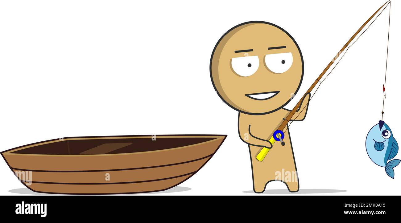 Fischer mit einer Angelrute Stock Vektor