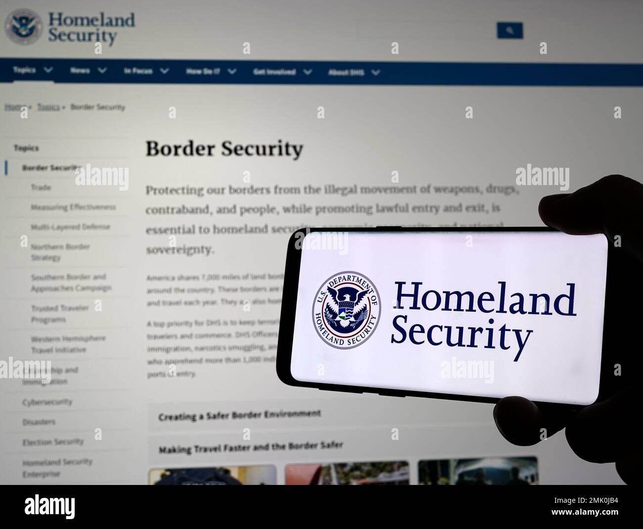 Webseite des Department of Homeland Security DHS in den USA Stockfoto