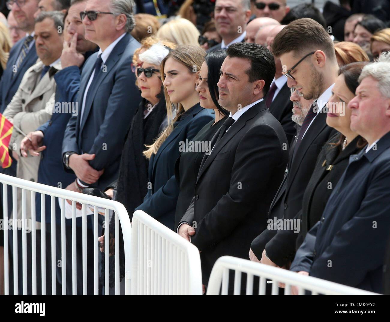 North Macedonia Prime Minister Zoran Zaev, fourth from right, sits next ...