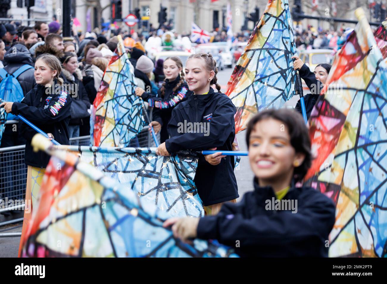 Die Silvesterparade findet im Zentrum von London statt, um das neue Jahr 2023 zu feiern. Aufnahme am 1. Januar 2023. © Belinda Jiao jiao.bili Stockfoto