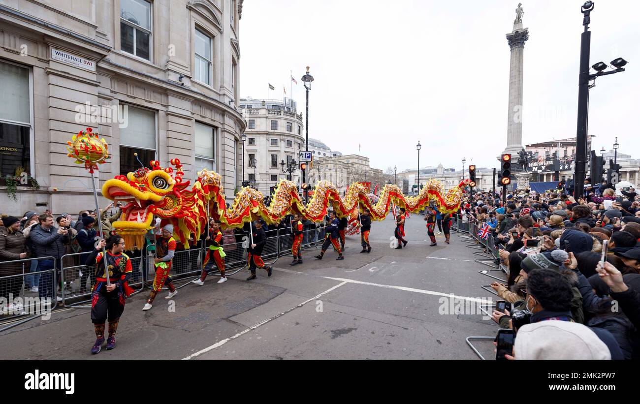 Die Silvesterparade findet im Zentrum von London statt, um das neue Jahr 2023 zu feiern. Aufnahme am 1. Januar 2023. © Belinda Jiao jiao.bili Stockfoto