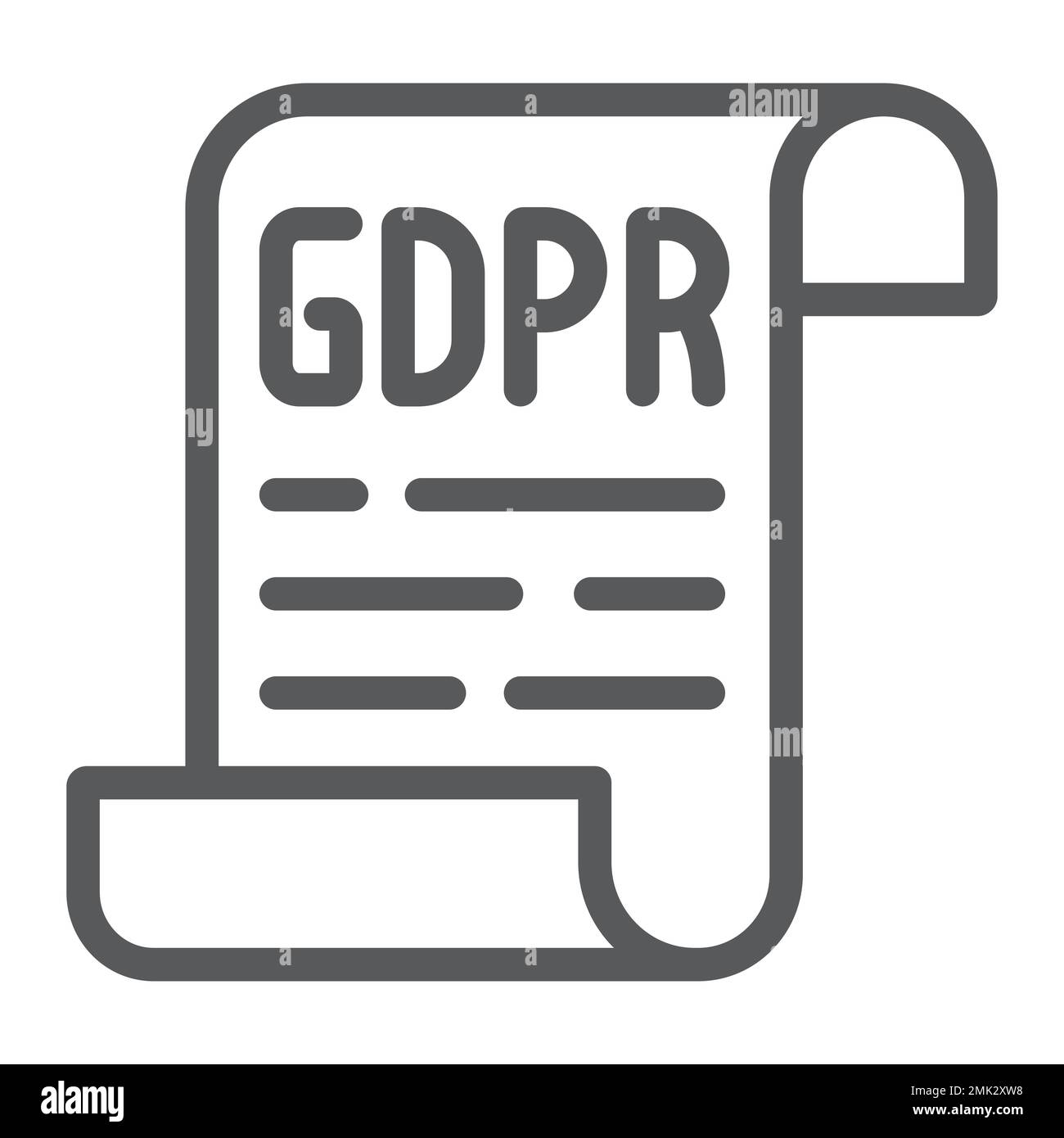 Symbol der DSGVO-Richtlinie, Datenschutz und Schutz, dsgvo-Dokumentzeichen, Vektorgrafiken, lineares Muster auf weißem Hintergrund, eps 10. Stock Vektor