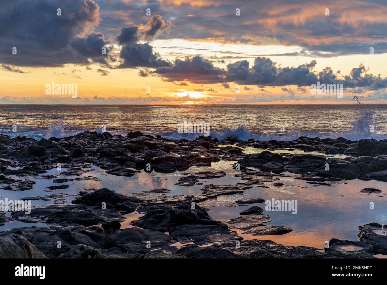 Saint-Gilles, Reunion Island - Sonnenuntergang am Boucan-Canot Stockfoto