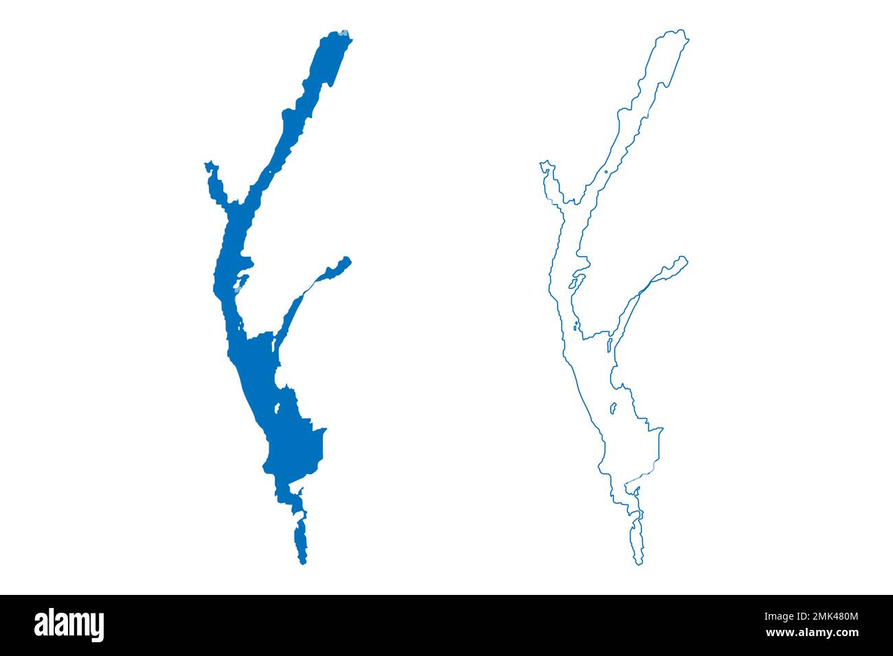Lake Memphremagog (Kanada, USA, Nordamerika, USA) Karte Vektordarstellung, Scribble Sketch Lac Memphrémagog Karte Stock Vektor