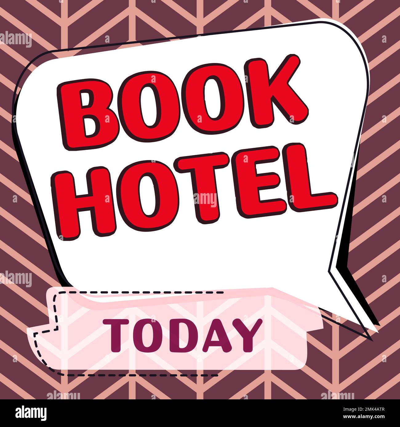 Inspiration mit dem Schild Book Hotel. Konzept bedeutet, dass Sie ein Hotelzimmer oder eine Unterkunft vereinbaren Stockfoto