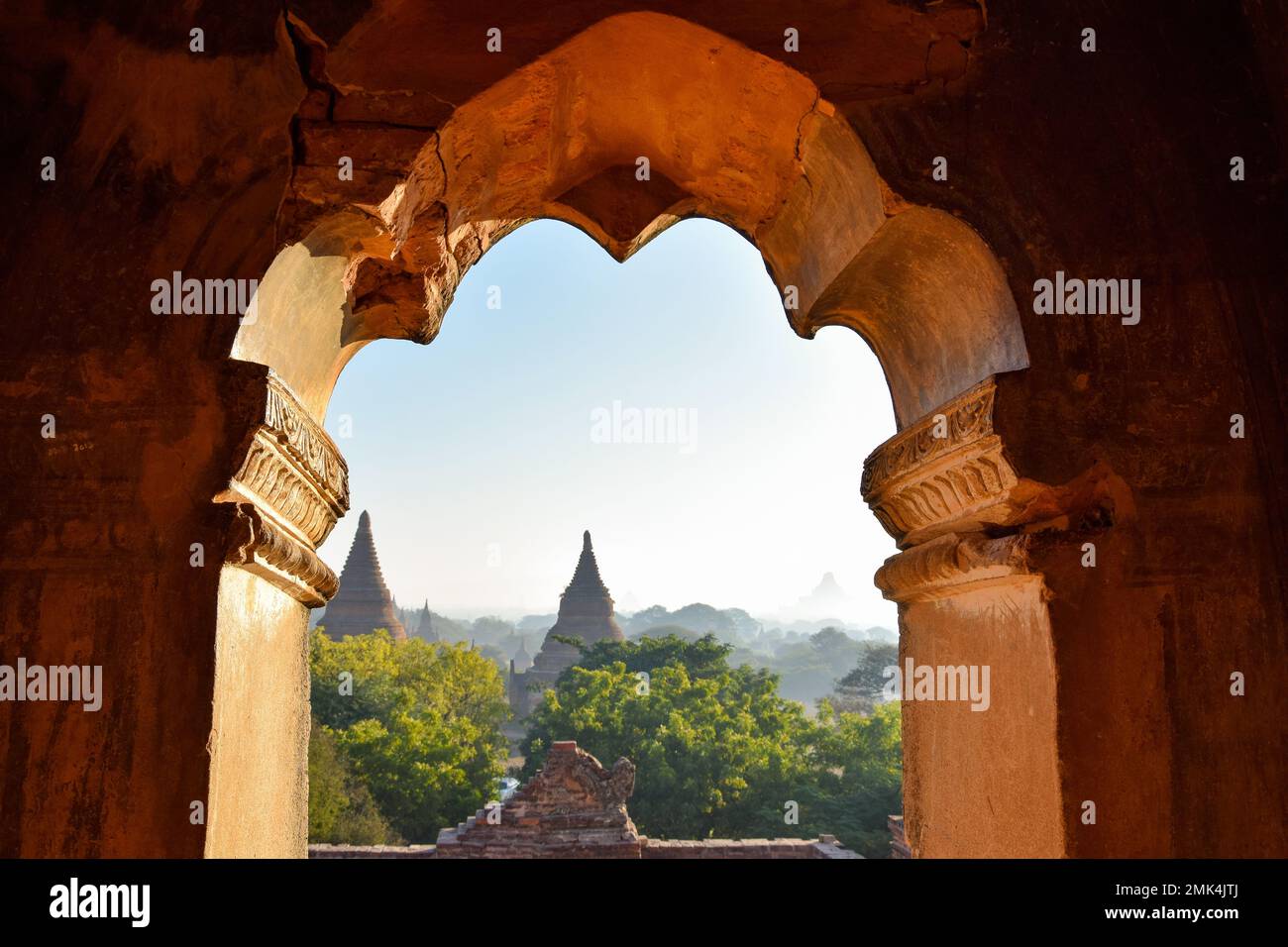 Blick auf die Tempel von Bagan Stockfoto