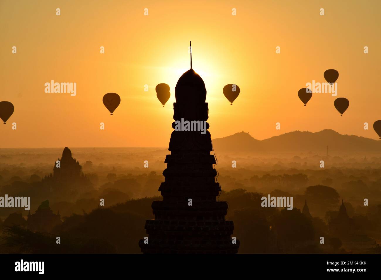 Sonnenaufgang über Bagan Stockfoto