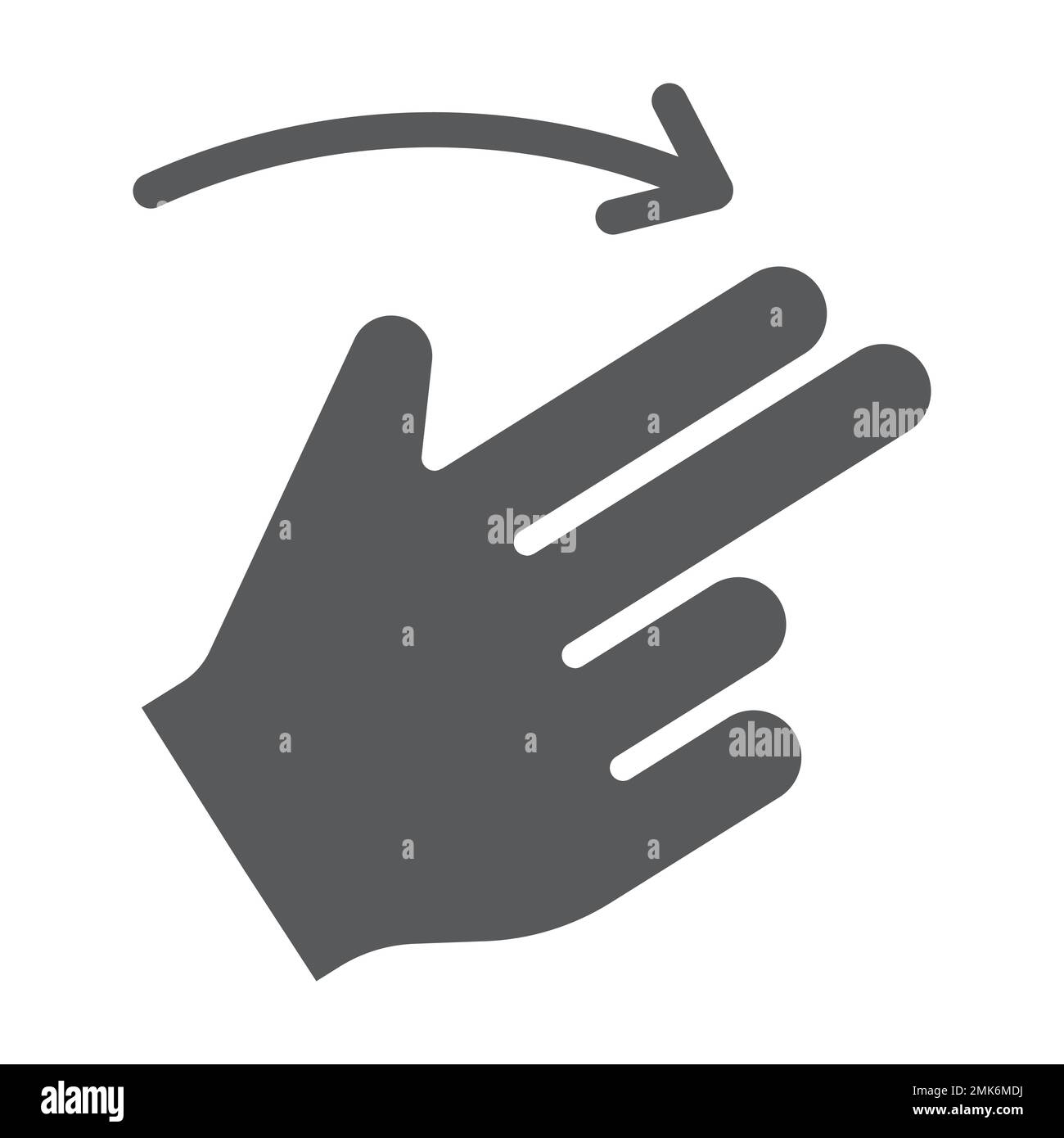 Zwei-Finger-Fingerbewegung nach rechts, Gesten und Hand, Wischzeichen, Vektorgrafiken, ein ausgefülltes Muster auf weißem Hintergrund, 10. Stock Vektor