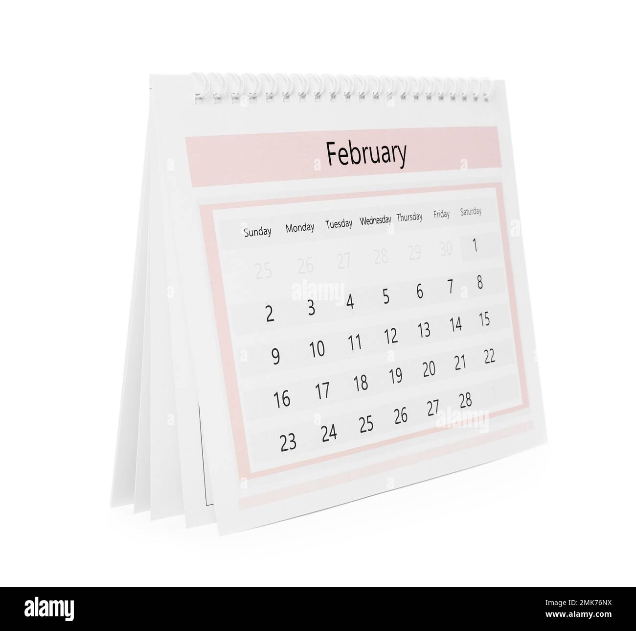 Papierkalender isoliert auf weiß. Planungskonzept Stockfoto